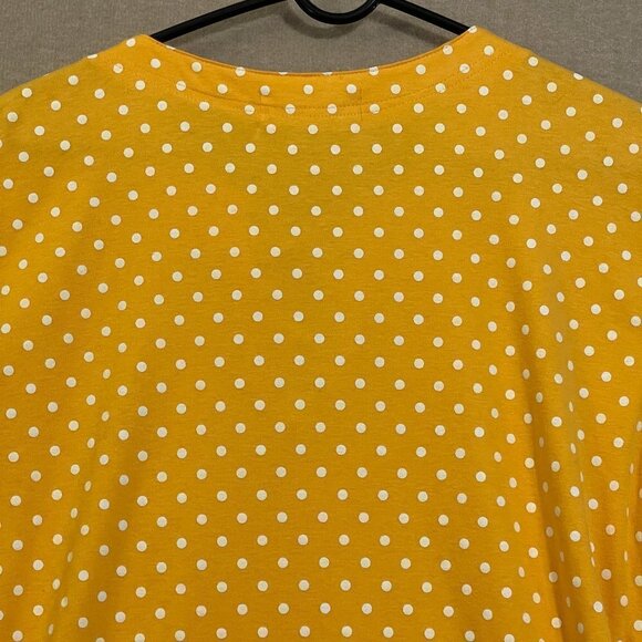 Karen Scott Top Women's Large Yellow Polkadot Short Sleeves - Picture 9 of 11